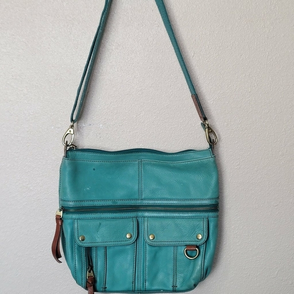 Fossil Morgan Large Zip Top Crossbody/Messenger Bag Maroon Leather - Picture 2 of 10